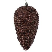 Vickerman 7" Mocha Glitter Blue Christmas Ornament (4 Pack)