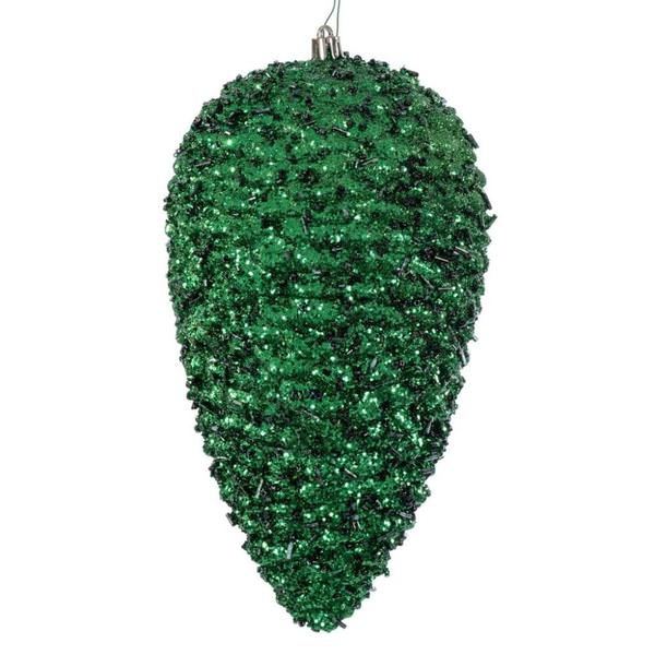 10" Green Glitter Pinecone Christmas Ornament (2 Pack)