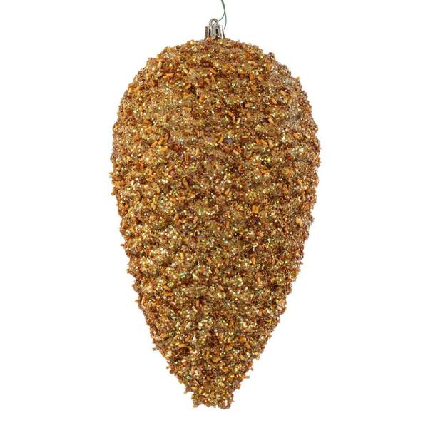 10" Gold Glitter Pinecone Christmas Ornament (2 Pack)
