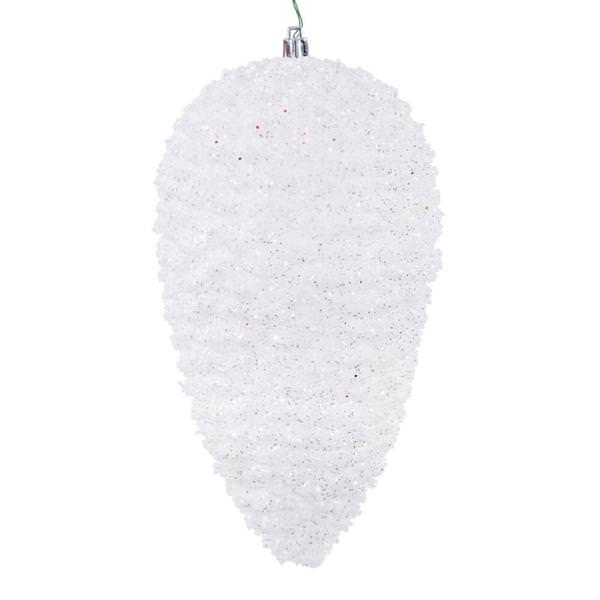 10" White Glitter Pinecone Christmas Ornament (2 Pack)