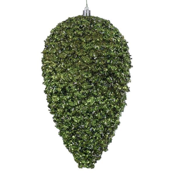 10" Olive Glitter Pinecone Christmas Ornament (2 Pack)