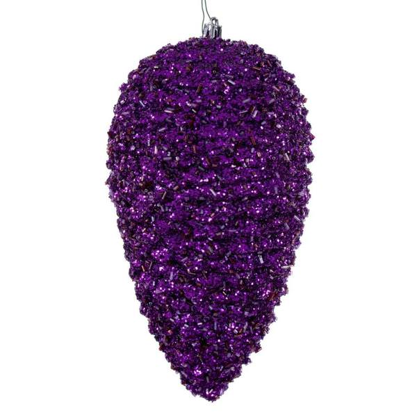 10" Plum Glitter Pinecone Christmas Ornament (2 Pack)