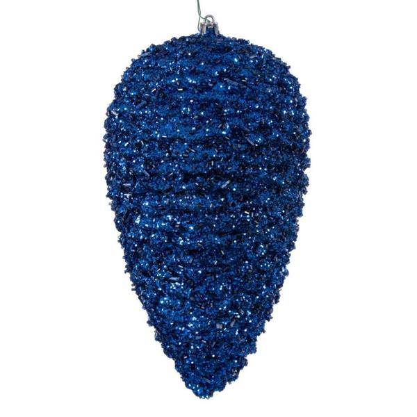 10" Midnight Blue Glitter Pinecone Christmas Ornament (2 Pack)