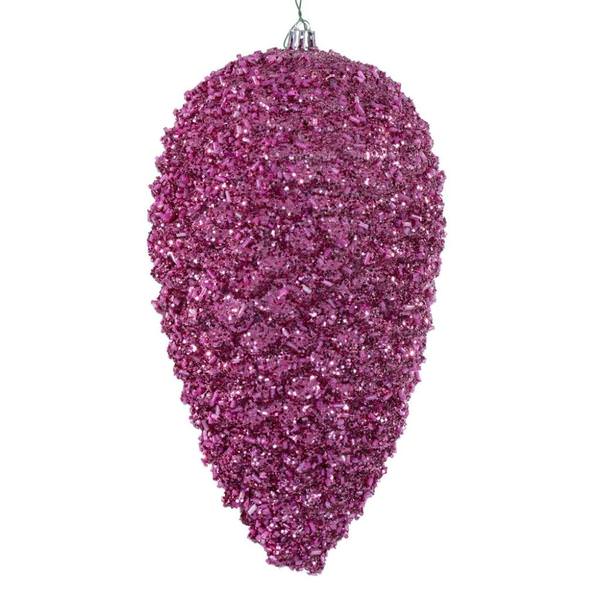 10" Hot Pink Glitter Pinecone Christmas Ornament (2 Pack)