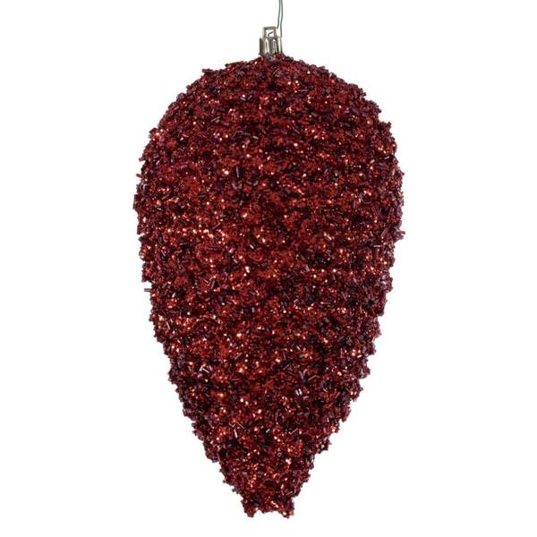 10" Burgundy Glitter Pinecone Christmas Ornament (2 Pack)