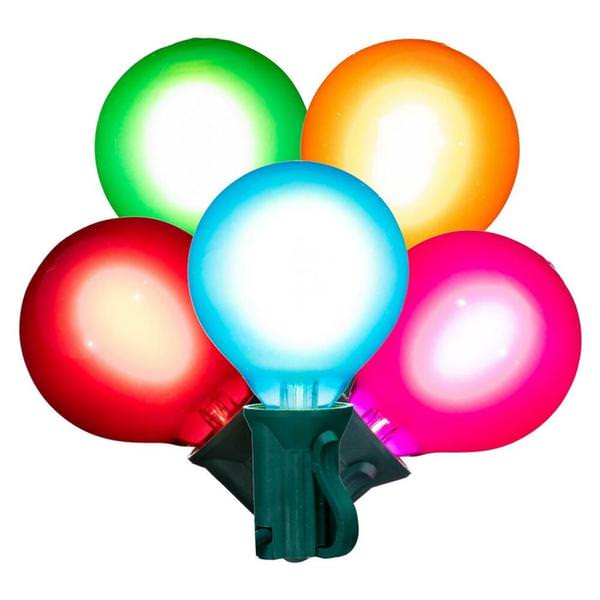 18 Light 0.6 watt 120 volt G40 Candelabra Screw Base Green Wire Multi-Color LED String Light Set 