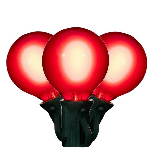 18 Light 0.6 watt 120 volt G40 Candelabra Screw Base Green Wire Red LED String Light Set 