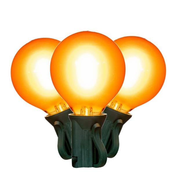 18 Light 0.6 watt 120 volt G40 Candelabra Screw Base Green Wire Amber LED String Light Set 