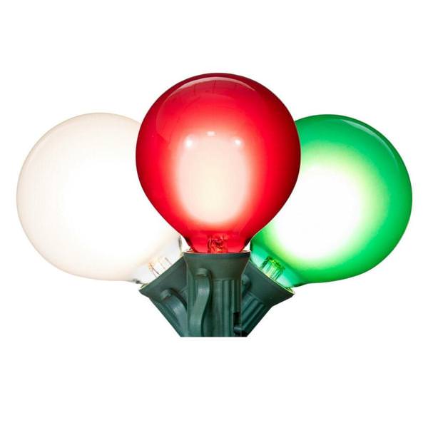18 Light 0.6 watt 120 volt G40 Candelabra Screw Base Green Wire Red/White/Green LED String Light Set 