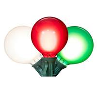 Vickerman 18 Light 0.6 watt 120 volt G40 Candelabra Screw Base Green Wire Red/White/Green LED String Light Set 