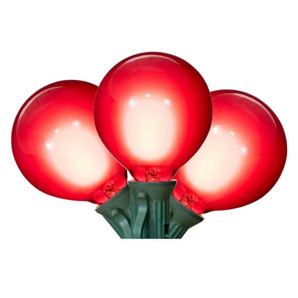 15 Light 0.6 watt 120 volt G50 Candelabra Screw Base Green Wire Red LED String Light Set 