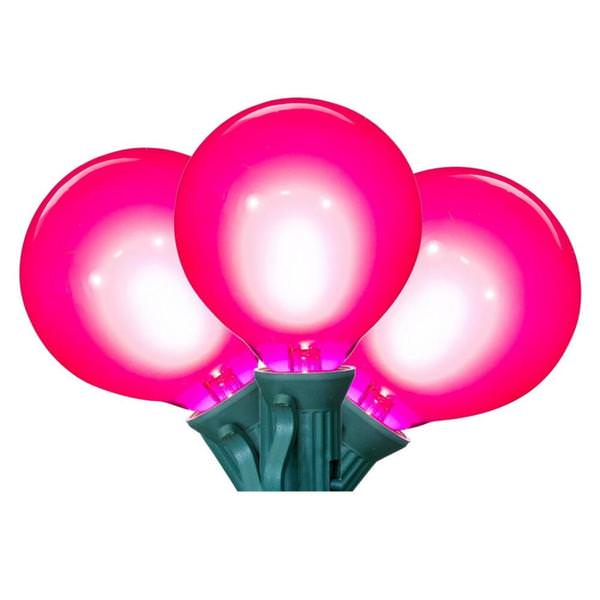 15 Light 0.6 watt 120 volt G50 Candelabra Screw Base Green Wire Pink LED String Light Set 