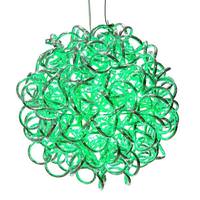 Vickerman 10" 40 Light Green Spiral Silver Aluminum LED Sphere