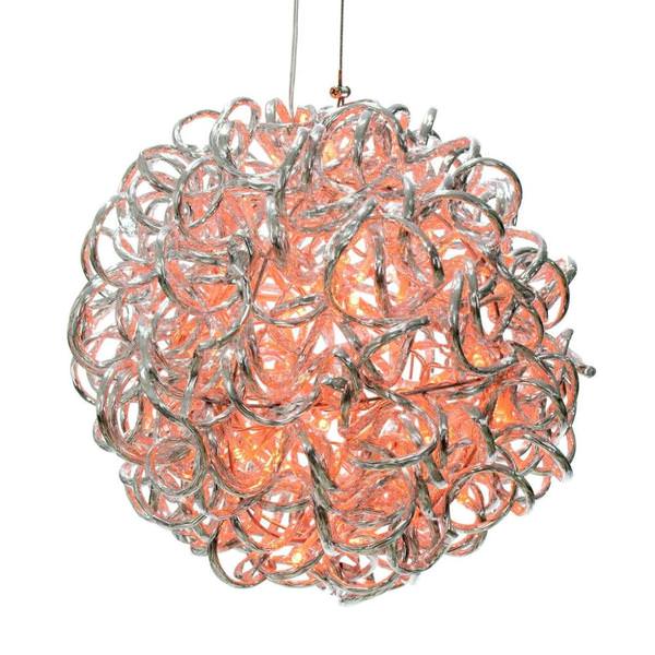 10" 40 Light Orange Spiral Silver Aluminum LED Sphere