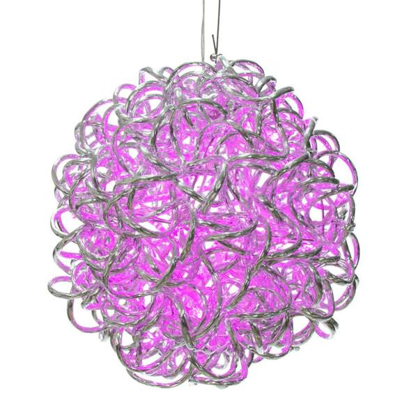 10" 40 Light Pink Spiral Silver Aluminum LED Sphere