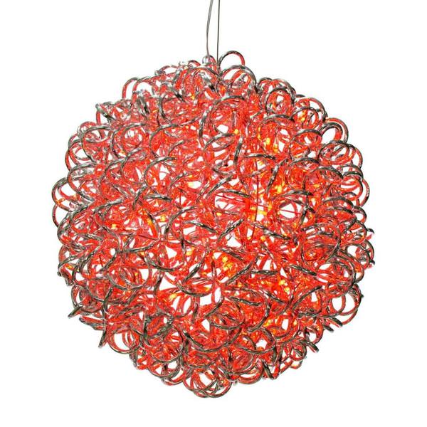 14" 120 Light Red Spiral Silver Aluminum LED Sphere