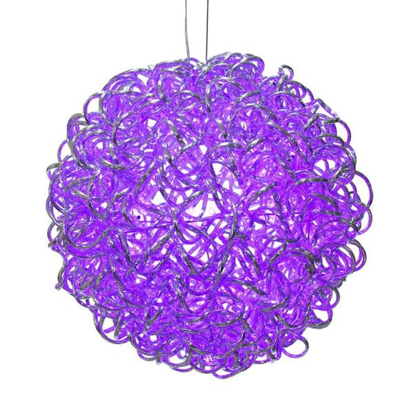 14" 120 Light Purple Spiral Silver Aluminum LED Sphere