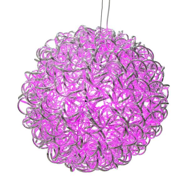 14" 120 Light Pink Spiral Silver Aluminum LED Sphere