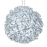 Vickerman 14" 120 Light Pure White Spiral Silver Aluminum LED Sphere