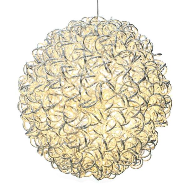 18" 180 Light Warm White Spiral Silver Aluminum LED Sphere