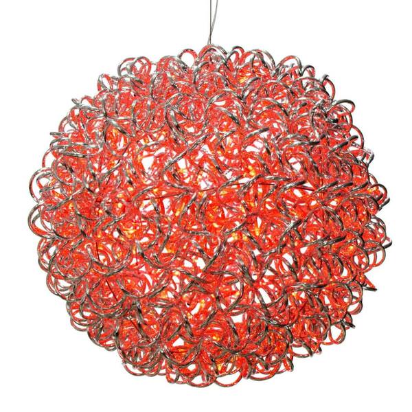 18" 180 Light Red Spiral Silver Aluminum LED Sphere