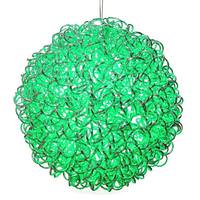 Vickerman 18" 180 Light Green Spiral Silver Aluminum LED Sphere