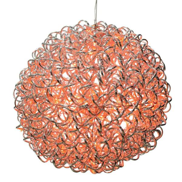 18" 180 Light Orange Spiral Silver Aluminum LED Sphere