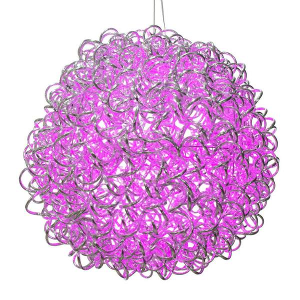 18" 180 Light Pink Spiral Silver Aluminum LED Sphere