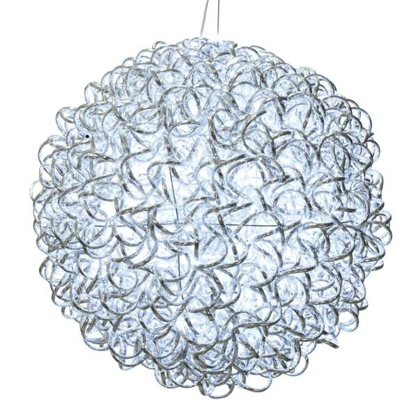 18" 180 Light Pure White Spiral Silver Aluminum LED Sphere