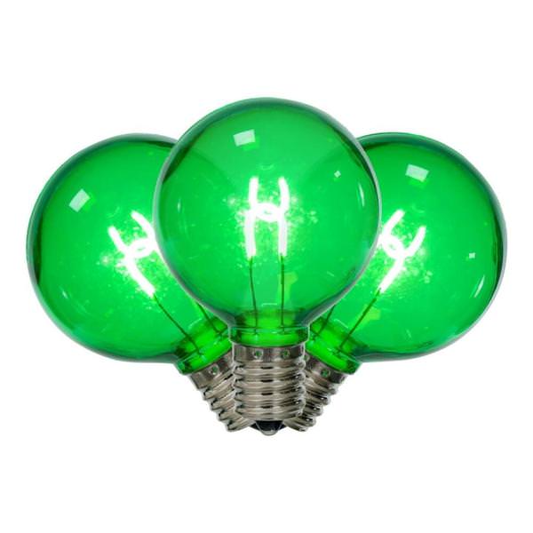 0.6 watt 120 volt - G50 Intermediate Screw Base Green Replacement LED Light Bulbs (25 Pack)