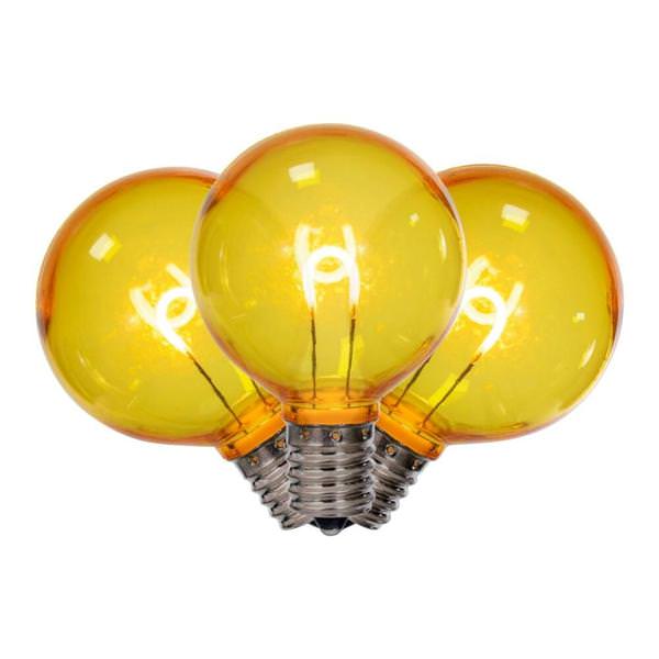 0.6 watt 120 volt - G50 Intermediate Screw Base Yellow Replacement LED Light Bulbs (25 Pack)