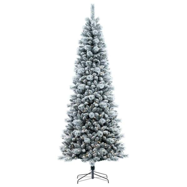 6' x 30" Flocked White Pine 300 Light Warm White Artificial Christmas Tree
