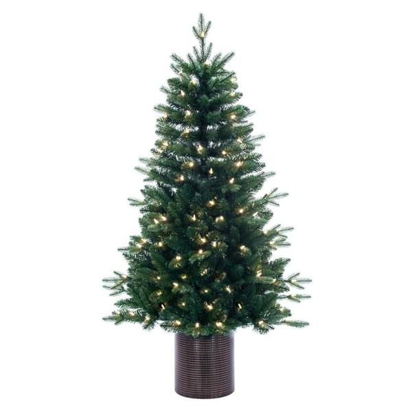4.5' x 30" Potted Spruce Tree LED Artificial Christmas Tree