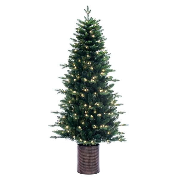 6' x 39" Potted Spruce 200 Light Warm White Artificial Christmas Tree