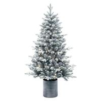 Vickerman 4.5' x 30" Frosted Potted Spruce Tree 120 Light Warm White Artificial Christmas Tree