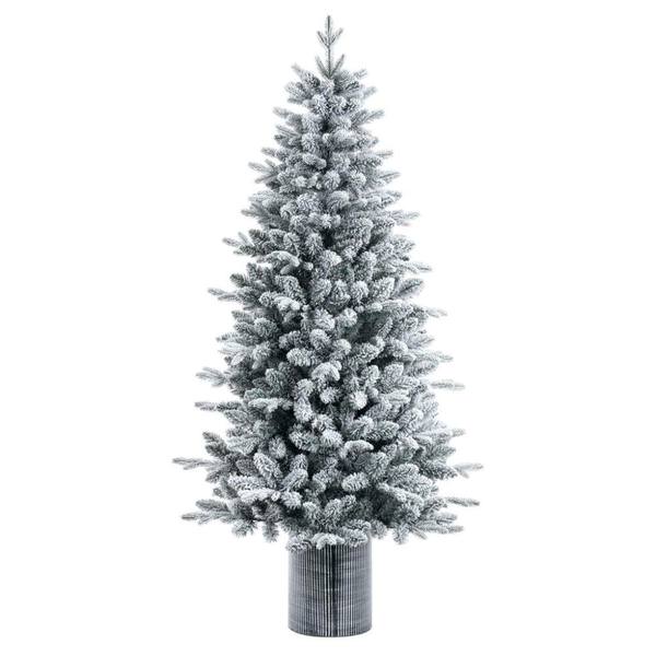 6' x 39" Frosted Potted Spruce Tree Unlit  Artificial Christmas Tree