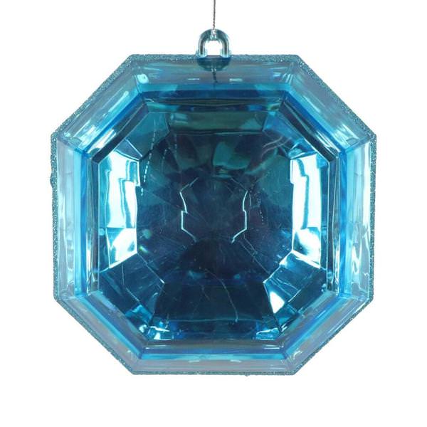 6" Turquoise Jewel Glitter Christmas Ornament Assortment (2 Pack)