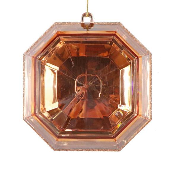 6" Rose Gold Jewel Glitter Christmas Ornament Assortment (2 Pack)