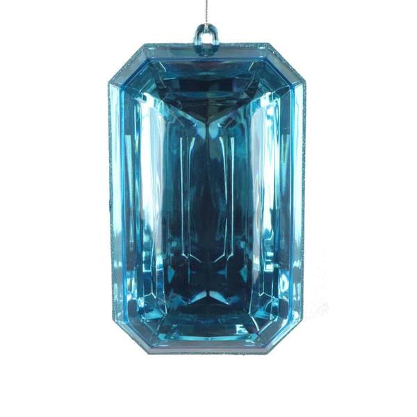 8" Turquoise Rectangle Jewel Glitter Christmas Ornament Assortment (2 Pack)
