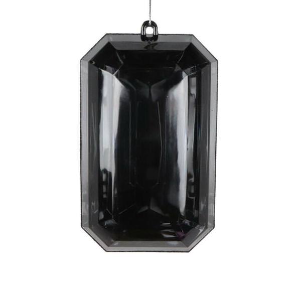 8" Black Rectangle Jewel Glitter Christmas Ornament Assortment (2 Pack)