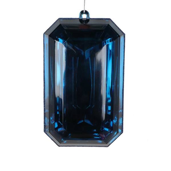 8" Midnt Blue Rectangle Jewel Glitter Christmas Ornament Assortment (2 Pack)