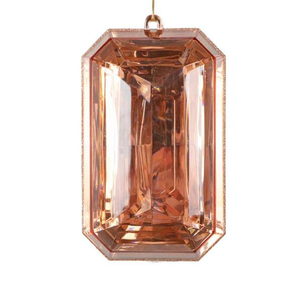 8" Rose Gold Rectangle Jewel Glitter Christmas Ornament Assortment (2 Pack)
