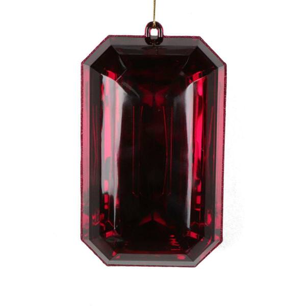 8" Burgundy Rectangle Jewel Glitter Christmas Ornament Assortment (2 Pack)