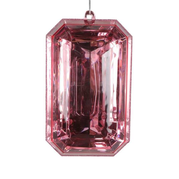 8" Baby Pink Rectangle Jewel Glitter Christmas Ornament Assortment (2 Pack)