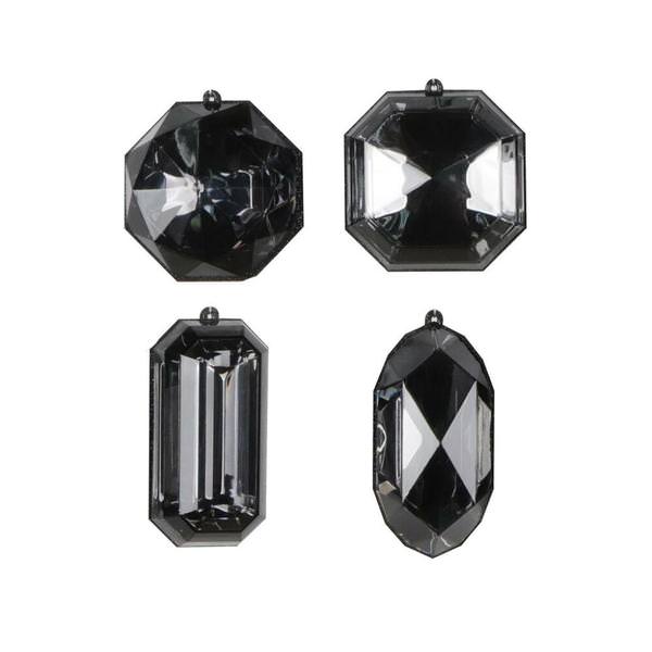 4-5" Black Glitter Christmas Ornament Assortment (4 Pack)