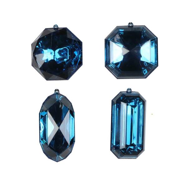 4-5" Midnt Blue Jewel Glitter Christmas Ornament Assortment (4 Pack)