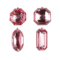 Vickerman 4-5" Baby Pink Jewel Glitter Christmas Ornament Assortment (4 Pack)