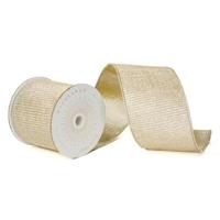 View 4" x 10Yd Champagne Metallic Pleated Christmas Ribbon