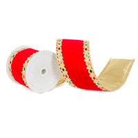 Vickerman 4" x 10Yd Red Velvet Jeweled Applique Christmas Ribbon