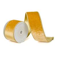 Vickerman 2.5" x 10Yd Gold Shiny Velvet Gold Trim Christmas Ribbon